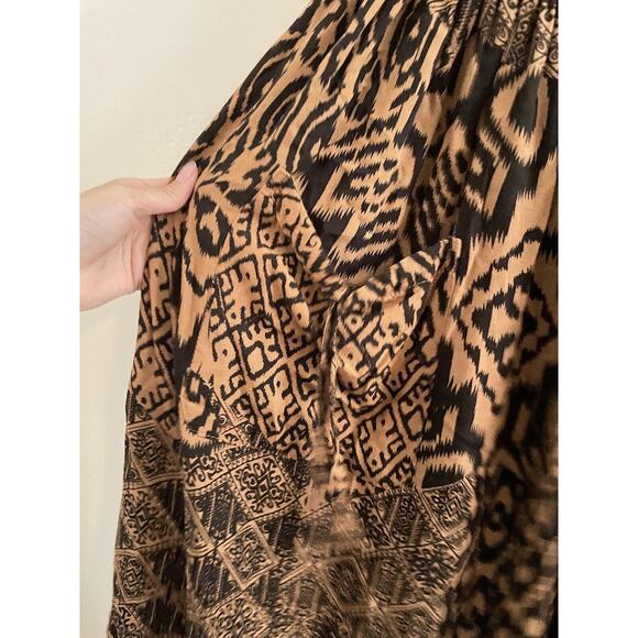 Bohemian Pants Harem Indonesia Brown OS Wide Legs Pockets - Picture 5 of 8